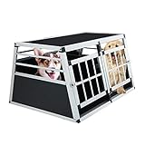 Alu Hunde Autotransportbox – Auto Hundebox robust & pflegeleicht – Gittertür verschließbar - Aluminium Kofferraumbox Reisebox für Hunde Katzen