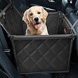 Looxmeer Hunde Autositz für Kleine Mittlere Hunde, Hundesitz Auto Autositzbezug mit Sicherheitsgurt und Verstärkter Wände für Rückbank, Wasserdicht & Reißfest, Hundedecke für Rücksitzschutz, Schwarz